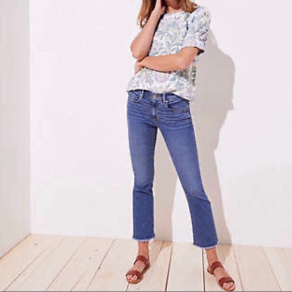Loft curvy high waist flare crop jeans size 14